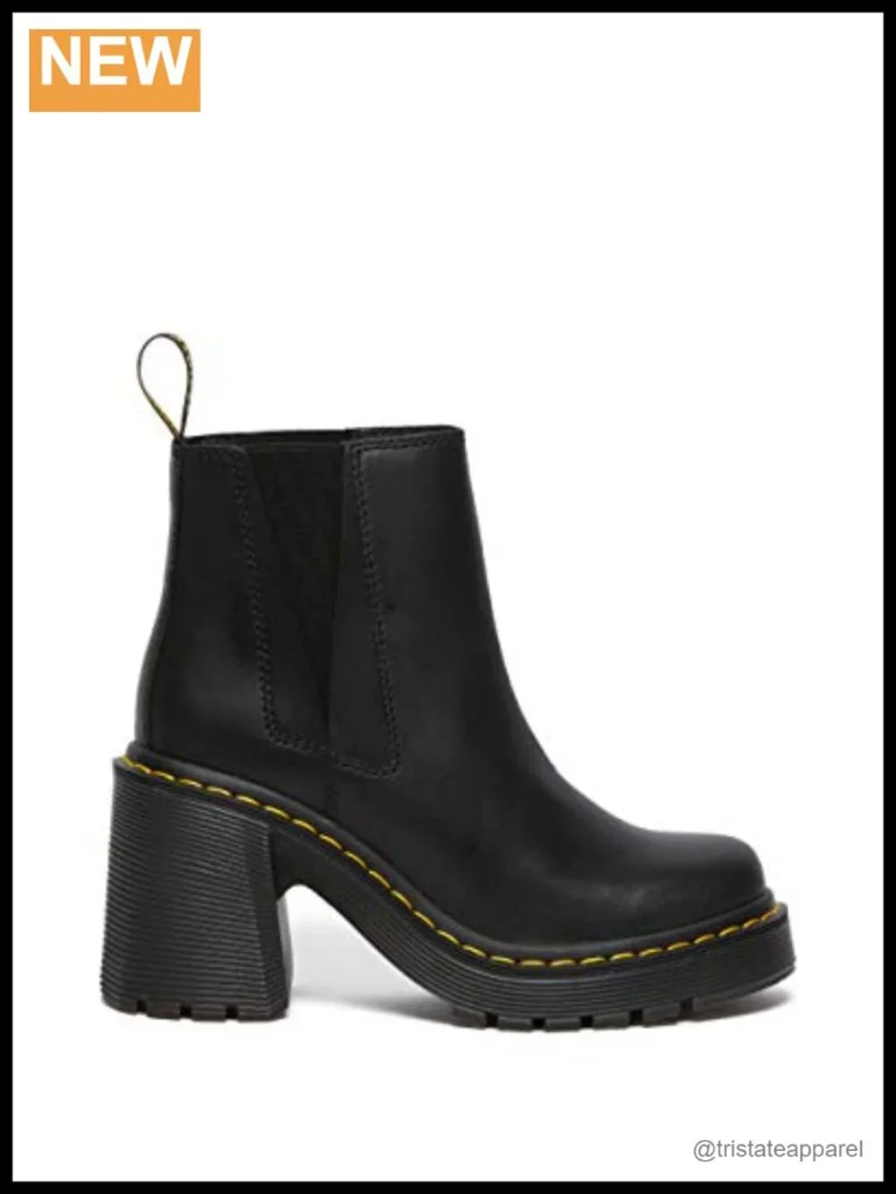 Dr. Martens Spence Chelsea Boots Ankle Bootie Pull-On Flared Heel